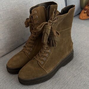 Franco Sarto Olive Lace Up Boots